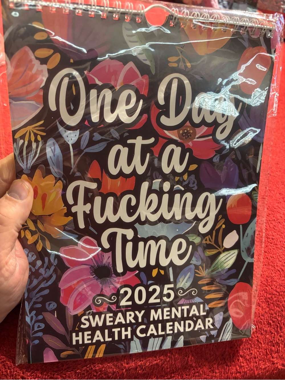 2025 Sweary Mental Health Calendar - One Day at a bleep Time (Black Floral) new